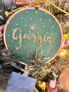 4 inch Georgia Hand-Lettered & Embroidered Christmas Ornament