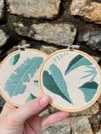4 inch House Plant Leaves Silhouettes (2 Options) Hand-Embroidered Hoop
