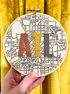 6 inch (Copper/ Goldenrod/ Gunmetal Grey) Downtown Atlanta hand-Drawn Map & 