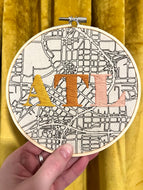 6 inch (Sunset Colors - Yellow/Orange/Peach) Downtown Atlanta hand-Drawn Map & 