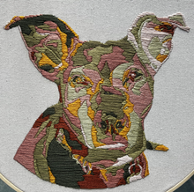 Load image into Gallery viewer, Custom Pet Portrait Embroidery – Hand-Embroidered Pet Artwork in 10-Inch Wooden Hoop
