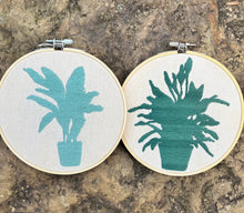 Load image into Gallery viewer, 6 inch Green Shades Houseplant in Pots Silhouettes Hand-Embroidered Hoop (2 Styles)
