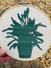 Load image into Gallery viewer, 6 inch Green Shades Houseplant in Pots Silhouettes Hand-Embroidered Hoop (2 Styles)
