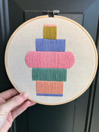 8 inch Colorful Geometric Shapes Hand-Embroidered Art Hoop