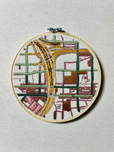Load image into Gallery viewer, 8 inch Downtown Atlanta Roads Hand-Embroidered Map 70&#39;s Colors
