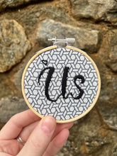 Load image into Gallery viewer, 3 Inch Hand-Embroidered &quot;Us&quot; Hoop - Perfect Wedding or Christmas Gift
