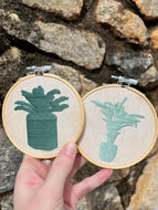 4 inch House Plants in Pots Silhouettes Hand-Embroidered Hoops (2 Options)