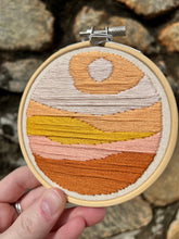 Load image into Gallery viewer, 4 inch Natural Warm Desert Moon Lanscape Silhouette Hand-Embroidered Hoop
