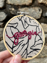 Load image into Gallery viewer, 4 inch Georgia Hand Lettered Embroidered Hoops (3 Options)

