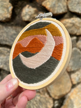 Load image into Gallery viewer, 4 inch Boho Desert Moon Lanscape Silhouette Hand-Embroidered Hoop
