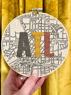 6 inch (Gunmetal Grey, Goldenrod, and Copper) Downtown Atlanta hand-Drawn Map & 