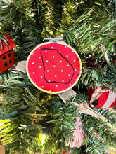 Load image into Gallery viewer, 3 inch Black on Red Georgia Embroidered Outline Christmas Ornaments (2 Options)
