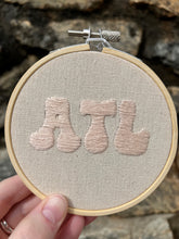 Load image into Gallery viewer, 4 inch Atlanta &quot;ATL&quot; Groovy Hand-Embroidered Hoop - (Copper or Cream)
