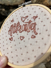 Load image into Gallery viewer, 4 inch Atlanta Hearts Hand-Lettered &amp; Hand-Embroidered Hoop - Copper
