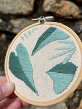 Load image into Gallery viewer, 4 inch House Plant Leaves Silhouettes (2 Options) Hand-Embroidered Hoop
