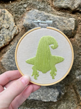 Load image into Gallery viewer, 4 inch Witch Silhouette Halloween Themed Hand-Embroidered Hoops
