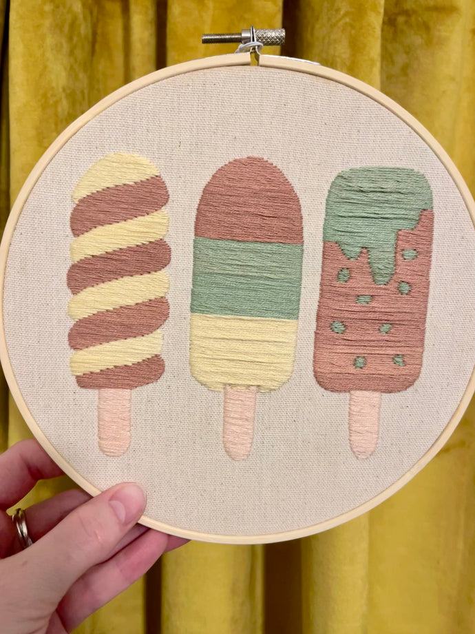 Hand-Embroidered 8-Inch Popsicle Artwork – 