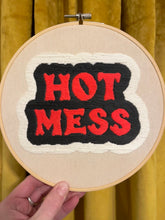 Load image into Gallery viewer, 8 inch Hot Mess Hand-Embroidered Hoop - Pink/Grey/White
