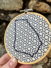 Load image into Gallery viewer, 4 inch &quot;Georgia&quot; State Shape Outline Hand-Embroidered Art Hoop
