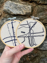 Load image into Gallery viewer, 4 Inch Maps of Rural Cochran, GA - Hand-Embroidered Hoop (2 Options)
