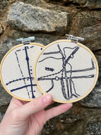 4 Inch Maps of Rural Cochran, GA - Hand-Embroidered Hoop (2 Options)