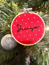 Load image into Gallery viewer, 3 inch Black and Red BullDawgs Embroidered Outline Christmas Ornament

