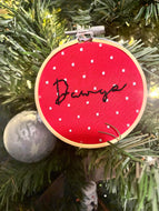 3 inch Black and Red BullDawgs Embroidered Outline Christmas Ornament