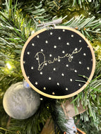 3 inch Black and Gold BullDawgs Hand-Embroidered Outline Christmas Ornament