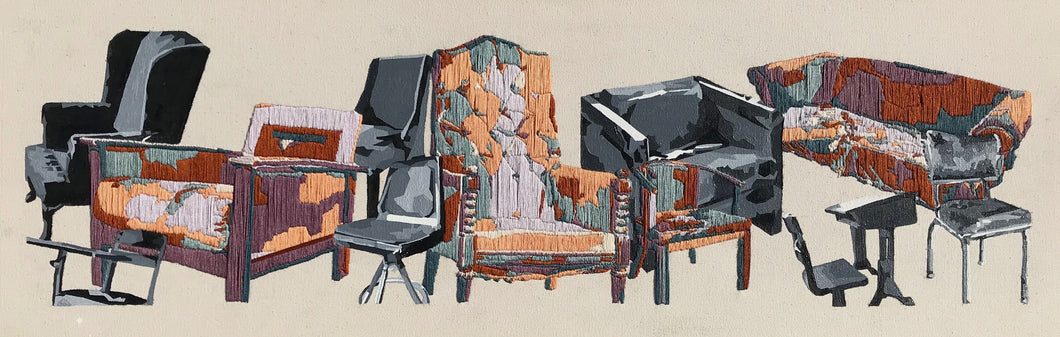 Monochromatic Furniture and Chairs Extra Long Artwork