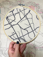 Load image into Gallery viewer, 8-Inch Navy Blue Roads and Railways Hand-Embroidered Map of Cochran, GA
