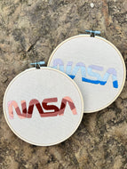 6 inch NASA Hand-Embroidered Hoop in Vintage 70s Colors or Blue Gradient