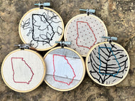 3 inch Georgia Shape Outlines Embroidered Hoops (5 Options)