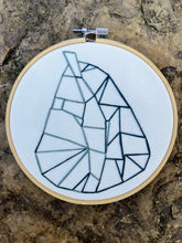Load image into Gallery viewer, 6&quot; Blue Geo Pear Hand-Embroidered Hoop
