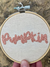 Load image into Gallery viewer, 4 Inch Orange &quot;Pumpkin&quot; - Fall/Halloween Hand-Embroidered Hoop
