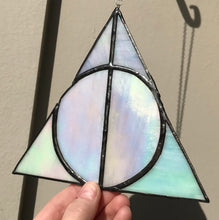 Load image into Gallery viewer, Deathly Hallows Iridescent Stained Glass
