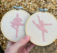 4 inch- Pink Ballerina hand-Embroidered art Hoop