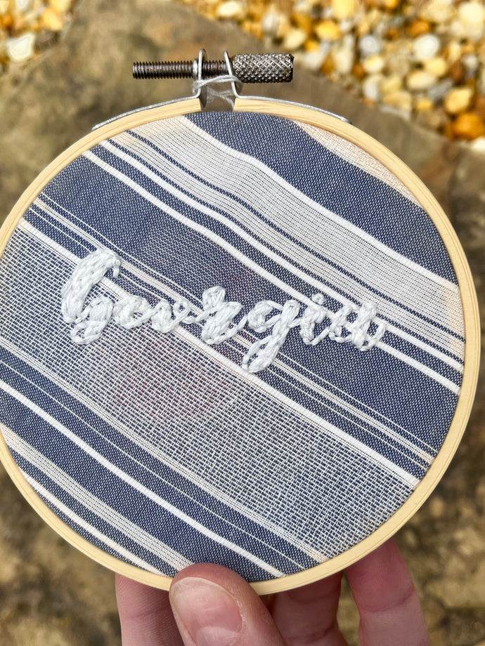 4 inch Georgia Hand Lettered Embroidered Hoops (3 Options)