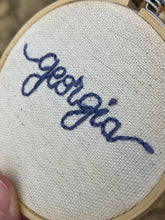 Load image into Gallery viewer, 3 inch Georgia Hand Lettered Embroidered Hoops (4 Options)
