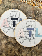 Load image into Gallery viewer, 8 inch Handdrawn Atlanta Neighborhoods Map &amp; Hand-Embroidered ATL Monogram
