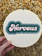 8-Inch Vintage '70s Font Nervous Hand-Embroidered Hoop