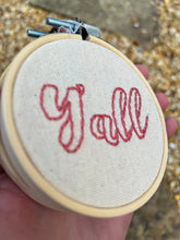 Load image into Gallery viewer, 3 Inch &quot;Y&#39;all&quot; Hand-Embroidered Hoops (Navy or Neutral Cream)
