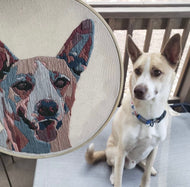 Custom Pet Portrait Embroidery – Hand-Embroidered Pet Artwork in 10-Inch Wooden Hoop