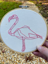 Load image into Gallery viewer, 6&quot; Pink Flamingo Hand-Embroidered Hoop
