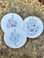 8 Inch Mystical Enchantment Hand-Embroidered Hoops - Tarot Inspired (3 Options)