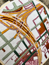 Load image into Gallery viewer, 8 inch Downtown Atlanta Roads Hand-Embroidered Map 70&#39;s Colors
