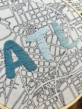 Load image into Gallery viewer, 6&quot; Downtown ATL Hand-Drawn Map and Embroidered Letters Hoop (3 Styles)
