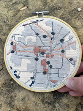 Load image into Gallery viewer, 5 inch solid embroidered map of Tallahassee, FL Hand-Embroidered Hoop
