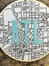 Load image into Gallery viewer, 6&quot; Downtown ATL Hand-Drawn Map and Embroidered Letters Hoop (3 Styles)
