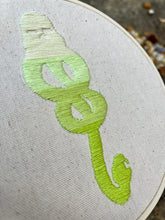 Load image into Gallery viewer, 6 inch &quot;The Dark Mark&quot; in Neon Green Gradient Hand-Embroidered Hoop

