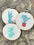 3 inch House Plant Silhouettes Embroidered Hoops (3 Options)